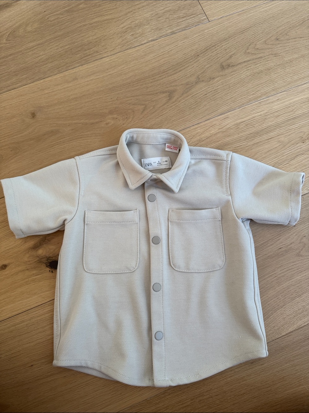 Zara Baby Cream Short-Sleeve Shirt Jacket
